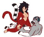  5_fingers 5_toes black_hair blue_eyes breasts cowgirl_position dragon_ball dragon_ball_gt duo female goku grin hair jaykasai lemur lying male mammal nipples nude on_back on_top penis primate pussy ringtail saiyan sex simple_background smile toes tongue tongue_out vaginal white_background 