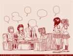  5girls comic dated father_and_daughter girls_und_panzer husband_and_wife kadotani_anzu kawashima_momo koyama_yuzu left-to-right_manga long_hair monochrome mother_and_daughter multiple_girls nishizumi_maho nishizumi_shiho nishizumi_tsuneo ooarai_school_uniform red rosmino school_uniform serafuku short_hair tegaki tegaki_draw_and_tweet twintails twitter_username 