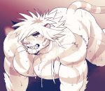  abs all_fours blush butt feline magan male mammal muscular nude pecs simple_background tiger tokyo_afterschool_summoners xxomgx 