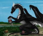 2012 day detailed_background digital_media_(artwork) dragon feral grass horn kerydragon membranous_wings outside scales scalie sky solo spines western_dragon wings 