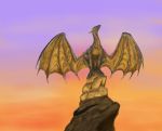  2013 ambiguous_gender day digital_media_(artwork) dragon feral kerydragon outside scalie sitting sky solo western_dragon 