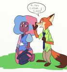  2017 3_toes 4_fingers anthro barefoot blue_hair brown_fur canine cartoon_network clothed clothing crossover dipstick_ears dipstick_tail disney dress duo english_text female fox fur fusion garnet_(steven_universe) gloves_(marking) green_eyes hair hi_res kneeling looking_back male mammal markings monster_girl_(genre) multi_eye multicolored_fur multicolored_hair multicolored_tail necktie nick_wilde open_mouth orange_fur pants pink_hair purple_eyes red_eyes shirt simple_background skeletonguys-and-ragdolls speech_bubble standing steven_universe text toes two_tone_fur two_tone_hair zootopia 