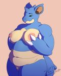  2018 anthro big_breasts breasts clitoris digital_media_(artwork) female green_eyes huge_breasts nidoqueen nintendo nipples nude pok&eacute;mon pok&eacute;mon_(species) pussy simple_background solo thick_thighs video_games zenzden 