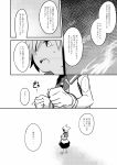  comic earmuffs greyscale highres monochrome pointy_hair shikushiku_(amamori_weekly) shirt short_hair skirt sleeveless sleeveless_shirt touhou toyosatomimi_no_miko translated 