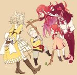  1boy 3girls blonde_hair children dress duel eudes_(fire_emblem) family fingerless_gloves fire_emblem fire_emblem:_kakusei gloves kitsune_n kitsunen_(kitune_n) liz_(fire_emblem) long_hair mother_and_daughter mother_and_son multiple_girls nintendo red_eyes red_hair selena_(fire_emblem) short_hair simple_background smile spiked_hair struggle sweat_drop thighhighs tiamo tree_branch twintails very_long_hair winged_hair_ornament 