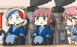  :d akashi_(kantai_collection) bath_yukata blonde_hair blush brown_eyes brown_hair commandant_teste_(kantai_collection) commentary_request dated failure_penguin green_eyes grey_eyes hamu_koutarou hanten_(clothes) headband highres indoors japanese_clothes kantai_collection kimono massage_chair miss_cloud multicolored_hair multiple_girls open_mouth pink_hair red_hair shaking short_hair sitting smile smoke smokestack sparkle streaked_hair v-shaped_eyebrows white_hair wrench yukata z3_max_schultz_(kantai_collection) 