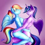  anthro anthrofied blue_background blue_feathers blue_fur blue_skin breasts dickgirl dickgirl/female duo elzzombie equine eyes_closed feathered_wings feathers feet female friendship_is_magic fur hair hand_on_butt hi_res horn intersex intersex/female mammal multicolored_hair multicolored_tail my_little_pony nude open_mouth pegasus penetration purple_fur purple_hair purple_skin rainbow_dash_(mlp) rainbow_hair rainbow_tail saliva sex simple_background smile teeth tongue twilight_sparkle_(mlp) two_tone_hair vaginal vaginal_penetration winged_unicorn wings 