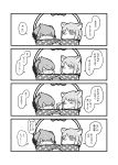  4koma animal_ears basket chibi comic greyscale head_wings highres jitome kemono_friends kemono_friends_pavilion kotobuki_(tiny_life) monochrome multiple_girls playground_equipment_(kemono_friends_pavilion) shoebill_(kemono_friends) sweatdrop tibetan_sand_fox_(kemono_friends) translated 