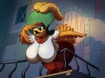  4chan anthro avian balcony beak bent_over big_breasts bird breasts chicken chochi clara_cluck disney feathers featureless_breasts female hanging_breasts huge_breasts nude open_mouth open_smile slightly_chubby smile solo spotlight wide_hips winged_arms wings 