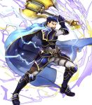  armads armor armored_boots axe bangs battle_axe belt blue_eyes blue_hair boots cape electricity fire_emblem fire_emblem:_rekka_no_ken fire_emblem_heroes full_body gauntlets hector_(fire_emblem) highres holding holding_weapon lightning long_sleeves male_focus non-web_source official_art open_mouth pants short_hair shoulder_armor shoulder_pads solo transparent_background wada_sachiko weapon 