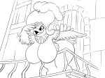  4chan anthro avian balcony beak big_breasts bird breasts chicken chochi clara_cluck disney feathers female hanging_breasts ink slightly_chubby solo stage_light winged_arms wings 