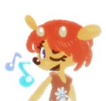  2018 anthro caprine clothed clothing female fur hair lammy_lamb looking_at_viewer mammal one_eye_closed orange_fur panken parappa_the_rapper purple_eyes red_hair sheep short_hair smile um_jammer_lammy video_games wink 