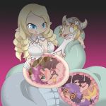  bad_end blonde_hair blue_eyes dragon_pup flat_chest goblin_girl inside_creature lamia mon-musu_quest! monster_girl tiny_lamia tongue vampire_girl_(mon-musu_quest!) vore 