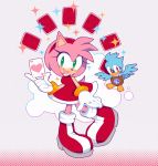  2018 amy_rose anthro avian bird birdie_(sonic) boots clothing duo female footwear gloves green_eyes hair hairband hedgehog hi_res mammal motobugg pink_hair short_hair sonic_(series) video_games 