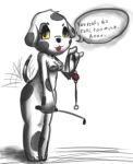  2014 3_toes 4_fingers animal_crossing anthro ball_gag bedroom_eyes biped black_nose breasts canine cooltime-fooltime dalmatian dialogue digital_drawing_(artwork) digital_media_(artwork) dog english_text female fur gag grey_spots grey_tail half-closed_eyes head_tuft holding_object holding_whip light_theme looking_at_viewer mammal mostly_nude multicolored_fur nintendo nipple_tape open_mouth open_smile pasties portia_(animal_crossing) riding_crop seductive simple_background slightly_chubby small_breasts smile solo spots spotted_fur spotted_tail standing tailwag talking_to_viewer tape text toes two_tone_fur two_tone_tail video_games whip white_background white_fur white_tail yellow_sclera 