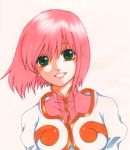  akaho_(choco_daisuki) breasts commentary_request dress estellise_sidos_heurassein green_eyes marker_(medium) medium_hair pink_hair smile solo tales_of_(series) tales_of_vesperia traditional_media 