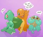  2018 argon_vile balls blush bulbasaur charmander dialogue digital_media_(artwork) english_text foreskin group humanoid_penis hyper_foreskin kneeling long_foreskin looking_at_viewer male nintendo nude open_mouth open_smile penis pok&eacute;mon pok&eacute;mon_(species) shell shy smile squirtle standing take_your_pick text uncut unretracted_foreskin video_games waving 