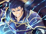  armor blue_eyes blue_hair cape fire_emblem fire_emblem:_rekka_no_ken fire_emblem_heroes gloves hector_(fire_emblem) highres looking_at_viewer male_focus nakabayashi_zun short_hair smile solo weapon 