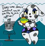  2017 5_fingers aliasing animal_crossing anthro bedroom_eyes big_breasts biped black_clothing black_nose boombox breasts canine clothing dalmatian dialogue digital_drawing_(artwork) digital_media_(artwork) dog english_text eyelashes eyeshadow featureless_feet female grey_body grey_nipples grey_spots half-closed_eyes hand_on_breast inside inverted_nipples klutzatdusk looking_at_viewer makeup mammal navel nintendo nipples open_mouth open_smile portia_(animal_crossing) presenting presenting_breasts radio raised_shirt seductive shirt shorts shortstack small_waist smile solo spots spotted_body standing table text thick_thighs two_tone_body v_sign video_games white_body white_tail wide_hips yellow_sclera 