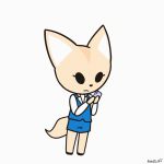  2018 absurd_res aggressive_retsuko animated anthro astroblush canine clothed clothing female fennec fenneko fingering fingering_self fox hi_res mammal masturbation no_underwear pussy sanrio simple_background skirt solo vaginal vaginal_masturbation white_background 