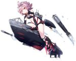  azur_lane black_footwear blush boots breasts brown_eyes eyebrows_visible_through_hair full_body kaede_(003591163) looking_at_viewer navel official_art parted_lips pink_hair short_hair small_breasts solo thigh_boots thighhighs torpedo transparent_background u-557_(azur_lane) 