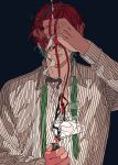  burning fire hypnosis_mic kannonzaka_doppo lanyard lighter multicolored_hair red_hair shirt tie 