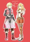  1girl blonde_hair blue_eyes breasts fiorun full_body green_eyes jacket long_hair navel noki_(nikumasyumaro) open_mouth short_hair shulk skirt smile spoilers xenoblade_(series) xenoblade_1 xenoblade_2 