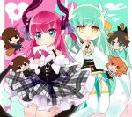  4girls ahoge animal_ears aqua_eyes bangs bare_shoulders black_eyes black_hair blush brown_hair chaldea_uniform chibi detached_sleeves dog_ears dual_persona elizabeth_bathory_(fate) elizabeth_bathory_(fate)_(all) extra_ears fate/grand_order fate_(series) fingers_together fujimaru_ritsuka_(female) fujimaru_ritsuka_(male) green_hair hair_ornament hair_scrunchie hara_(yakiburi) heart holding_letter japanese_clothes kimono kishinami_hakuno_(female) kishinami_hakuno_(male) kiyohime_(fate/grand_order) letter long_hair long_sleeves looking_at_another love_letter miniboy minigirl multiple_boys multiple_girls orange_hair pig_ears pig_nose pig_tail pink_hair pointy_ears scrunchie short_hair short_kimono side_ponytail smile squirrel_ears squirrel_tail sweat tail thighhighs triangle_mouth white_legwear wide_sleeves yellow_eyes yellow_scrunchie 