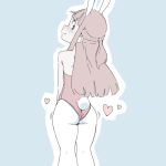  1girl ass blush bunny_ears bunny_tail bunnysuit fake_animal_ears from_behind hips kagari_atsuko little_witch_academia long_hair looking_at_viewer looking_back orange_peel_(artist) tail thick_thighs thighs 