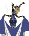  ass avicebron_(fate) blonde_hair fate/apocrypha fate/grand_order fate_(series) highres kanikaniland long_hair male_focus mask multiple_arms simple_background solo stretch white_background 