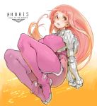  arms_behind_back bodysuit breasts commentary_request covered_nipples gloves ken_marinaris large_breasts long_hair looking_to_the_side midair open_mouth pink_hair red_eyes sachito solo thick_thighs thighs very_long_hair zone_of_the_enders zone_of_the_enders_2 