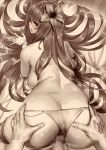  1girl all_fours anus ass ass_grab bikini bikini_aside blush breasts censored command_spell commentary fate/grand_order fate_(series) flower from_above hair_flower hair_ornament hayama_kazusa heart heart-shaped_pupils hetero highres indoors large_breasts long_hair looking_back monochrome mosaic_censoring nipples penis pov scathach_(fate)_(all) scathach_(swimsuit_assassin)_(fate) sex solo_focus spot_color sweat swimsuit symbol-shaped_pupils thigh_strap top-down_bottom-up untied untied_bikini vaginal very_long_hair wristband 