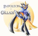 2016 3_fingers 3_toes ambiguous_gender black_body blue_body claws digital_media_(artwork) empoleon fak&eacute;mon fusion hi_res hybrid looking_at_viewer mega_evolution mega_gallade nintendo pok&eacute;mon pok&eacute;mon_(species) pok&eacute;mon_fusion red_eyes seoxys6 simple_background solo toes url video_games watermark white_background yellow_claws 