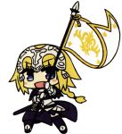  1girl animated animated_gif armor blonde_hair blue_eyes blush chibi fate/grand_order fate_(series) flag jeanne_d&#039;arc_(fate) jeanne_d&#039;arc_(fate)_(all) 