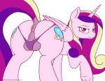  anus backsack balls bikini bikini_bottom butt clothing cutie_mark dickgirl equine feral friendship_is_magic horn horse intersex lidded_eyes looking_at_viewer looking_back mammal my_little_pony pony princess_cadance_(mlp) puffy_anus purplealacran rear_view smile solo swimsuit thick_thighs thong winged_unicorn wings 