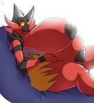 2018 anthro areola big_breasts breasts feline female hi_res huge_breasts hyper hyper_breasts incineroar looking_at_viewer mammal nintendo nipples platinumeggs pok&eacute;mon pok&eacute;mon_(species) simple_background slit_pupils solo thick_thighs tits_(lysergide) video_games yellow_sclera 