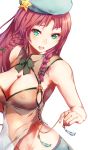  alternate_costume armpit_peek bare_arms bare_shoulders beret bow bowtie braid breasts china_dress chinese_clothes cleavage cleavage_cutout commentary_request covered_nipples dress green_bow green_eyes green_hat green_neckwear hair_bow hat highres hong_meiling large_breasts long_hair looking_at_viewer mayonaka_taruho nipples open_mouth red_hair see-through side_slit simple_background sleeveless sleeveless_dress solo standing star touhou twin_braids upper_body white_background 