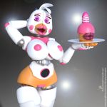  3d_(artwork) animatronic avian bird chicken clothing digital_media_(artwork) five_nights_at_freddy&#039;s footwear freddy_fazbear&#039;s_pizzeria_simulator funtime_chica_(fnaf) high_heels idsaybucketsofart machine robot shoes solo ultimate_custom_night video_games 