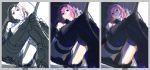  armor armored_dress bare_shoulders black_legwear boots commentary_request eyebrows_visible_through_hair fate/grand_order fate_(series) hair_over_one_eye high_heel_boots high_heels highres looking_at_viewer mash_kyrielight nene_(taiwan) pink_eyes pink_hair short_hair sitting solo thigh_strap thighhighs work_in_progress 