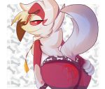  anthro blush butt clothing fan_character female grade kitsunekotaro lycanroc lyra_woof midnight_lycanroc necktie nintendo panties pok&eacute;mon pok&eacute;mon_(species) red_eyes school_uniform smile solo teasing thick_thighs underwear uniform video_games 