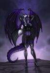  2017 anthro dragon eliana-asato female hair night pink_eyes purple_scales rubber scales sky star white_hair 