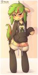  anthro blush clothed clothing dickgirl equine erection fan_character girly hair hoodie hoodie_(artist) intersex legwear mammal my_little_pony penis semi-anthro socks solo sweater 