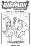  ambiguous_gender anthro canine clothed clothing comic digimon duo english_text female greyscale hi_res hoshiko human mammal monochrome renamon rika_nonaka signature text 