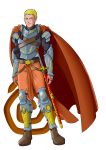  absurdres alternate_costume armor armored_boots blonde_hair blue_eyes boots boruto:_naruto_next_generations cape commentary english_commentary fantasy fingerless_gloves full_body gloves highres knight looking_at_viewer male_focus mattwilson83 naruto naruto_(series) orange_cape orange_pants solo spiked_hair standing sword transparent_background uzumaki_naruto weapon whisker_markings 