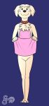  anthro apron barely_visible_genitalia canine clothed clothing collar dog female fizzpop flashing hi_res mammal naked_apron purple_background pussy signature simple_background solo standing subtle_pussy 