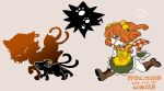  apron black_cat boots cat chen chen_(cat) commentary_request earrings hair_ornament jewelry motoori_kosuzu red_eyes red_hair running short_hair touhou yt_(wai-tei) 
