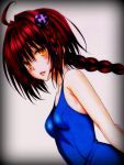  1girl areolae barefoot blue_eyes blush breasts female kurosaki_mea long_hair medium_breasts navel nipples no_pussy nude open_mouth red_hair simple_background solo tagme third-party_edit to_love-ru to_love-ru_darkness very_long_hair 