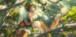  blush breasts cleavage elbow_gloves gloves green_eyes green_hair huanxiang_huifeng mermaid pointed_ears sdorica_-sunset 