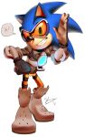  2016 5_fingers anthro beige_skin big_eyes black_nose blue_fur blue_hair boots clothed clothing cosplay dialogue eyewear fist footwear front_view fully_clothed fur gloves goggles green_eyes greeting hair hedgehog hi_res jacket male mammal overwatch shira-hedgie simple_background smile solo sonic_(series) sonic_the_hedgehog speech_bubble standing talking_to_viewer toony tracer_(overwatch) video_games white_background 