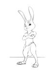  2018 balls big_balls bulge clothed clothing flaccid humanoid_penis hyper hyper_penis lagomorph lawrence_(character) line_art looking_at_viewer male mammal penis penis_outline pulsar rabbit sketch solo tagme 